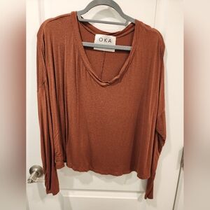 Brown okakie long sleeve top